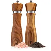 Wooden Salt and Pepper Grinder Set Refillable Salt & Pepper Mills Adjust for ...