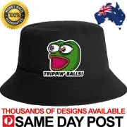 PEPE ACID TRIP BUCKET HAT - Summer Aussie Funny Trippy Dank Meme Cool Fun Frog