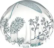 Dragonfly Flower Print Various Activities Shower Cap Reusable Soft And Lightweight Bath Hair Cap Long Hair