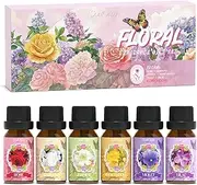 Soulorigin Floral Essential Oils Set, Fragrance Oil Gift Set for Diffuser, Natural Scent Diffuser Oil for Candle Making- Rose, Gardenia, Jasmine, Honeysuckle, Violet, Lilac