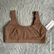 Joyspun Wireless Scoop Bralette Womens Size Large Brown Wirefree Pull Over Bra