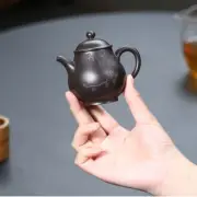3.4oz kungfu tea pot real yixing zisha black zhu clay handmade bird carved pot