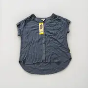 NEW With Tags Women's Orvis Short Sleeve Button Up Blue Blouse Size Small