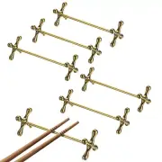 6pcs Zinc Alloy Non Slip Chopstick Rest Spoon Holder, Gold
