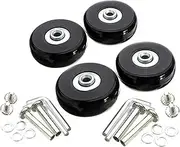 [Techlexa] 4 Pcs 50x18mm Luggage Suitcase Replacement Wheels Roller Skate Repair Luggage，Rubber Luggage Wheel Repair Kit Heavy Duty Suitcase Wheels Replacement with Screws for Luggage Suitcase(Black)
