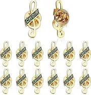 [Riceshoot] 12 Pcs Choir Lapel Pins Music Note Lapel Pins Academic Honors Gold Plate Enamel Lapel Pin Gifts for Graduation, First Communion, Baptism, Confirmation, Memorial Favors, about 1 inch, Metal,