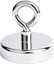 MIN CI Neodymium Magnets 400lb Super Strong Magnet Fishing,Heavy Duty Magnetic Large Rare Earth Magnets with Countersunk Hole Eyebolt for Magnetic Fishing Salvage Underwater Retrieval Industrial 60mm