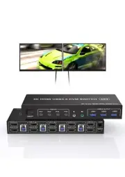 USB 3.0 KVM Switch 2 Monitors 4 Computers, Supports EDID, HDMI 4K 60Hz Monitor