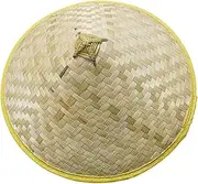 [Wzmzjy] Bamboo Hat Woven Sun Hats Hard Shade Hat Crafts Painting Paddy Rice Hat Oriental Hat Funny Party Hat for Party