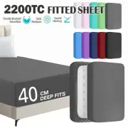 2200TC Extra Deep Ultra Soft Fitted Sheet Single/Double/Queen/Super King Cover