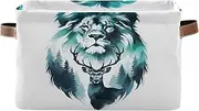 Watercolor Lion Forest Deer Closet Shelf Organizer, Decorative Rectangle Nursery Room Organizer Storage, Set of 2