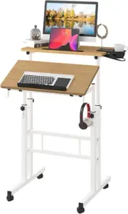 Mobile Standing Desk with Removable Cup Holder, Portable and Easy to Move,Home