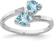 [Diamond2Deal] Women's 1.07ct Heart Cut Swiss Blue Topaz and Diamond Accent Heart Promise Ring, Size 7