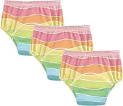 [GuoChe] Little Boys Sleep Training Pants Colorful Waves Rainbow Color 3pcs Leakproof Nighttime Training Pants Shorts Underwear