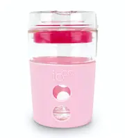 IOco 8oz Eco Glass Coffee Travel Cup - Sweet Marshmallow - Hot Pink Seal