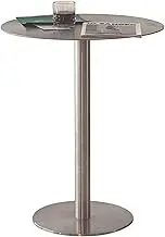 Modern Stainless Steel Bar Table with Round Tabletop 50x105cm Compact Bistro Furniture for Pub Cafe and Dining Room