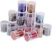 SEWACC 20pcs Glitter Powder Nail Art Jewelry Sequin Gradient Color Makeup Glue Glitter Powder Girl DIY Metallic Nail Shining Powder Glitter Nail Sequin Flakes Nail Sequins PVC