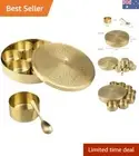 Traditional Brass Masala Box with Spoon - Stylish 90 ML Spice Organizer