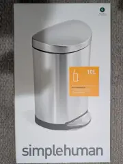 Simplehuman 10 Liter/2.6 Gallon Small Semi-Round Stainless Steel Trash Can. New