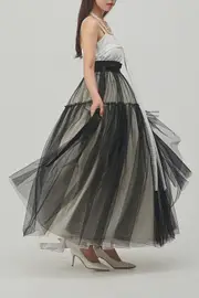 See Through Tiered Chiffon Skirt