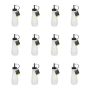 12PK Topchef Squeezable Plastic Sauce Bottle 360ml Condiment Dispenser White