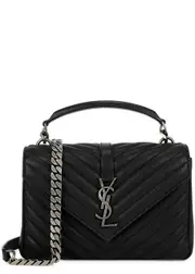 Saint Laurent College Medium Leather Shoulder Bag, Shoulder Bag, Black One Size