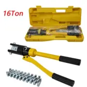 Hydraulic Wire Crimper Crimping Tool Battery Cable Lug Terminal 11 Dies 16 Mt