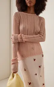 [DES_PHEMMES] Open-Back Ribbed-Knit Top
