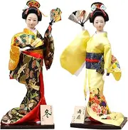 Set 2 Pieces Traditional Japanese Dolls Geisha Girl Geiko Kimono Ancient Doll Home Collection Art Decoration,A1,12 inch/4161 (Color : E37, Size : 12 inch)