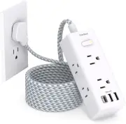 15Ft Extension Cord Multiple Outlets Flat Plug Power Strip Surge Protector 15
