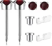 [SugarTang] Ear Piercing Kit, Disposable Ear Piercing Gun Kit, 316L Surgical Stainless Steel 4mm Prong Set Cubic Zirconia Stud, At Home Self Ear Piercer Kit with Birthstone Earrings Stud (Ruby),