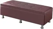 Pu Leather Storage Ottoman Footstool Toy Chest Footstools Boxes for Kids DVD Storage Shoes Chests Faux Leather Seat Bedroom Bed End Stool(Brown,80x40x40cm)