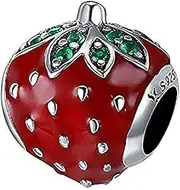 [ABAOLA] Strawberry Charm 925 Sterling Silver Fruits Charm Beads for Fashion Charms Bracelet & Necklace