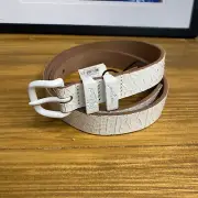RM Williams Belt Womens Size 30 White Cracked Cowhide Leather 1 Inch Drover