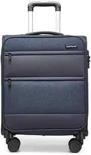[British Traveller] Suitcase Lightweight Durable Check in Hold Luggage with TSA Lock and 4 Spinner Wheels, Navy, 20"