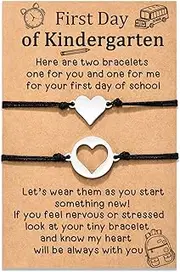 [CERSLIMO] Back To School/First Day of 1st / 2nd / Kindergarten Bracelet for Girls - Back To School Bracelet for Daughter from Mommy, Adjustable Bracelet | Love Heart Bracelets Gifts Stuff Supplies