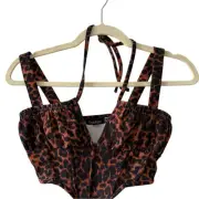 NWT Boohoo Leopard Print Corset Crop Top – Size 4