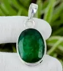 14k White Gold Handmade Pendant 4.38 Ct Natural Dark Green Emerald Certified
