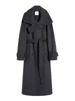 [Sportmax] Sportmax-Trench Gessato In Pura Lana - Runway - Antracite-Donna 38 IT