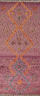 Geometric Handmade Berber Moroccan Oriental Runner Rug Plush Wool 4'x11' Carpet
