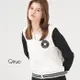 Qiruo 奇若名品 專櫃精品黑白夾克造型短版外套(黑白色夾克 休閒星星圖案款2299E)