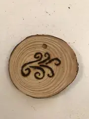 2.5” Hand Burned Pyrography Ornament “Ornate Wind” Vector