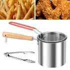 Mini Deep Fryer Pot Strainer Basket Stainless Steel Frying Basket Utility Pot SA