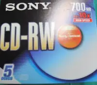 在飛比找Yahoo!奇摩拍賣優惠-SONY 10X CD-RW(5入盒裝)   700MB