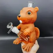 8.8" Cute Groundhog Hand Pipe Silicone Hookah Smoking Hand Pipes W/ Glass Bowl