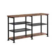 IHOMDEC Industrial 4-Tier Console Table 140cmW Rustic Dark Brown