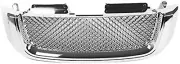 Front Bumper Upper Mesh Style Grille Grill Insert Chrome Compatible with 2002-20