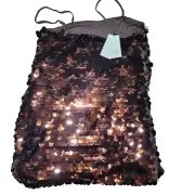 Women's Sleeveless Paillette Mini Party Shift Dress - A New Day Brown size M