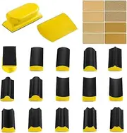 Snblzhef Professional 16 Piece Sanding Block Set with 40 Hook and Loop Sandpapers for Auto Body Repair, Wood Crafts