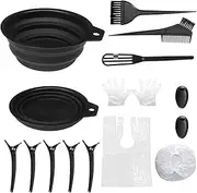 13 Pcs Hair Dye Bowl and Brush Kit, DIY Beauty Salon Hair Dye Bleaching Tools Kit, Tint Brush, Mixing Bowl, Highlighting Comb, Ear Cover, Shawl, Gloves, Hairdressing Clips